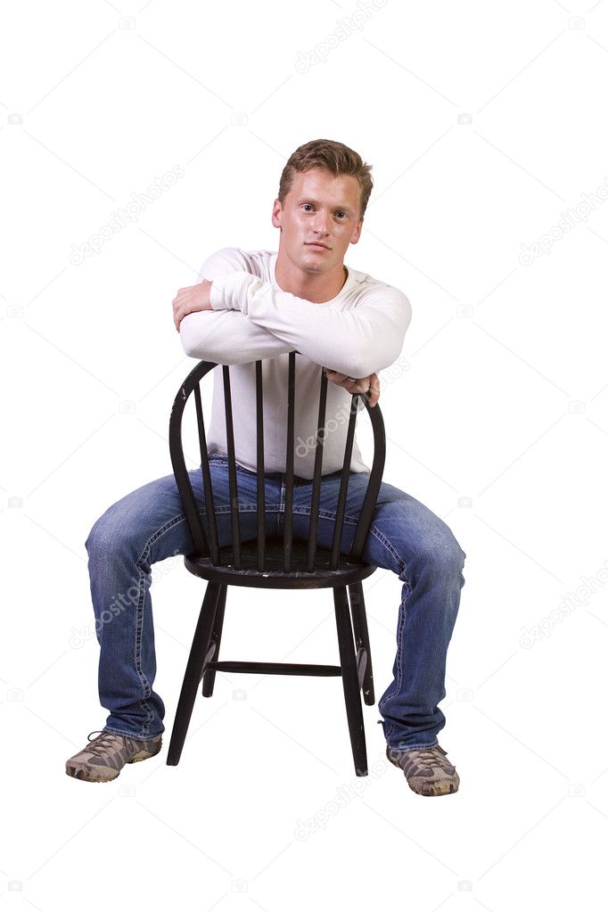 White man sitting on chair relaxed — Stock Photo © mdilsiz #4672368