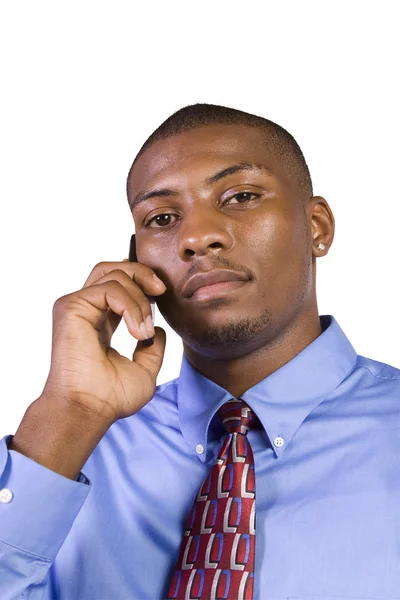 Homme d'affaires noir parlant sur un téléphone portable — Photo