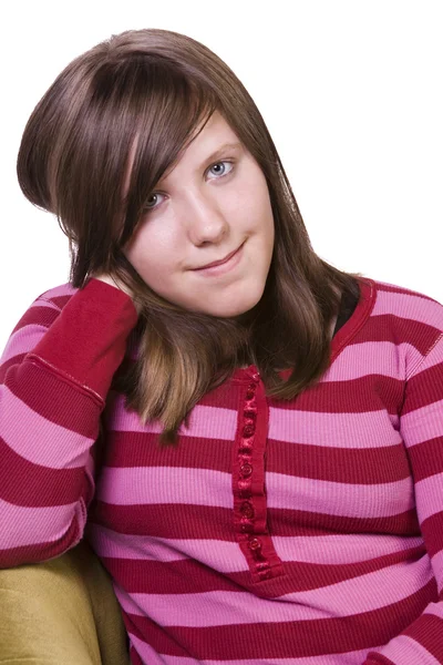 Close up van een beatuiful tiener poseren - geïsoleerd achtergrond — Stockfoto