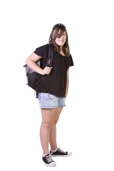 Teenager with her backpack — Stock Photo, Image
