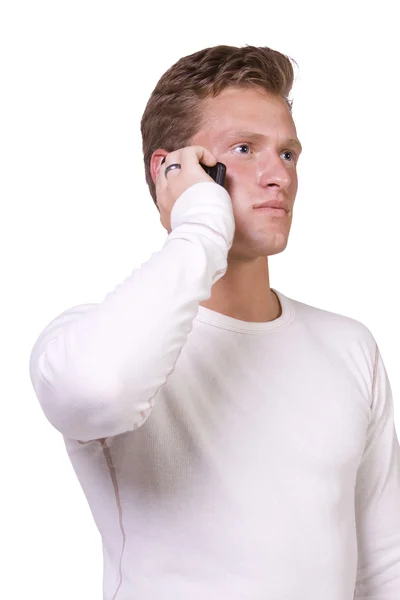 Homme occasionnel parlant sur un téléphone portable — Photo