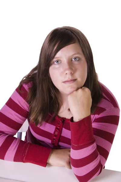 Bliska nastolatka beatuiful pozowanie - na białym tle — Zdjęcie stockowe