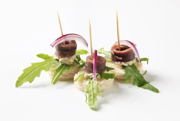 Anchovy canapes — Stock Photo, Image