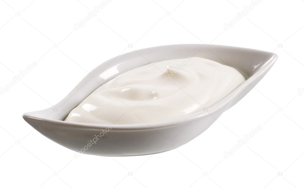 White yogurt in a stylish bowl