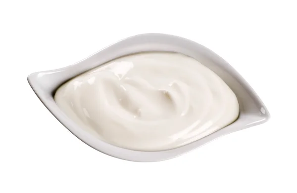 Beyaz bir kase yoğurt — Stok fotoğraf