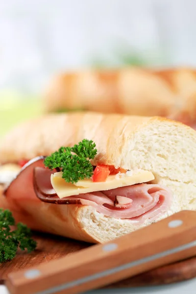 Skinka och ost sub smörgås — Stockfoto