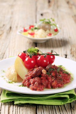 Vegetarian chili and potatoes