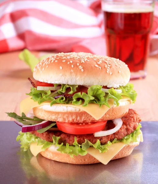 Double decker hamburger — Stock Photo, Image