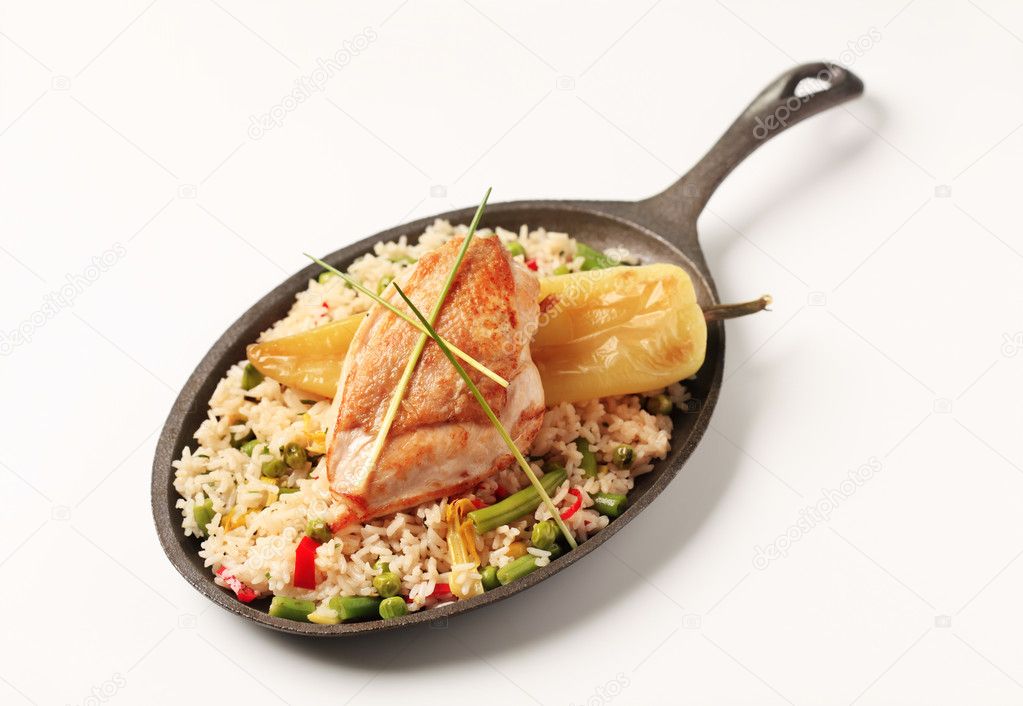 Fried rice and chicken