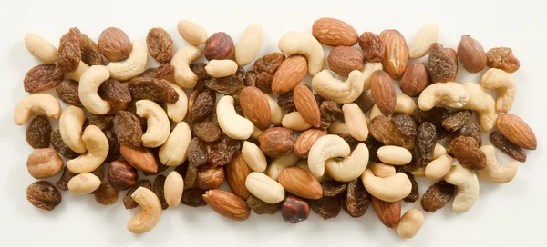 Mix of nuts and raisins — Stock Photo, Image