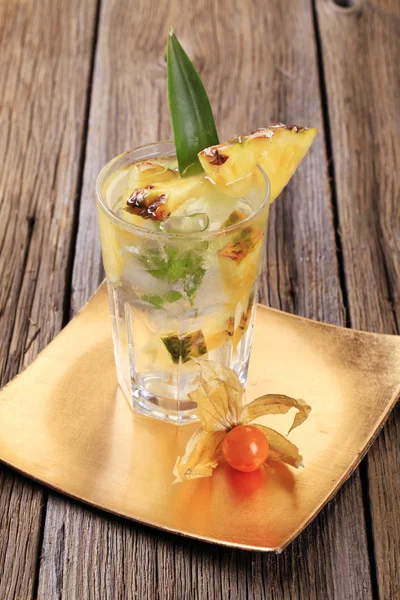 Glass Iced Drink Fresh Pineapple — Stock Photo, Image