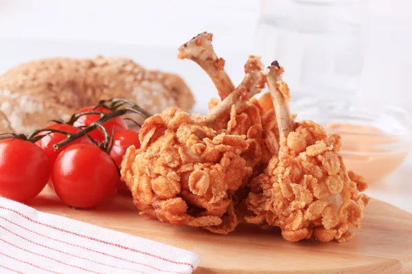 Chicken Drumsticks Coated Corn Flakes Closeup — Stock Photo, Image