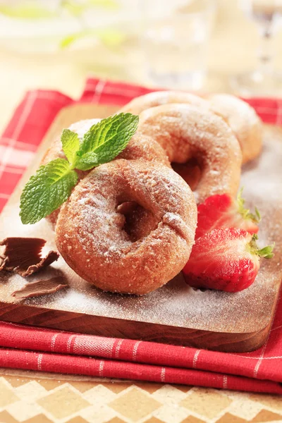 Donuts Anel Polvilhado Com Açúcar Confeiteiro Detalhe — Fotografia de Stock