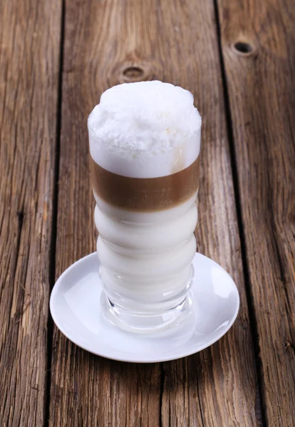 Vaso Latte Macchiato Con Espuma Leche — Foto de Stock