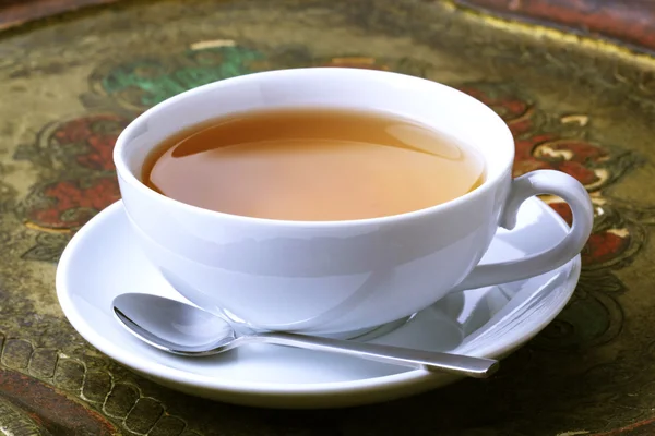 Чашка Чая Антикварном Подносе — стоковое фото