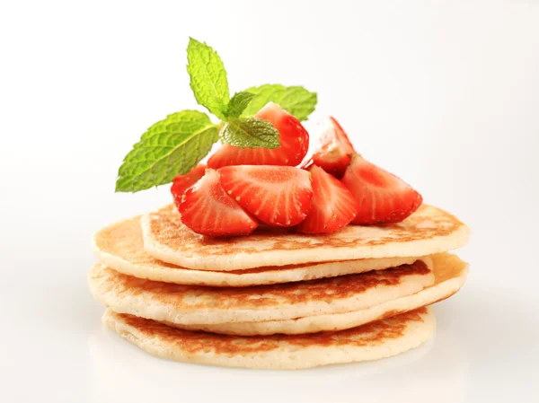 Stack Pancakes Fresh Strawberries — Stock Photo, Image