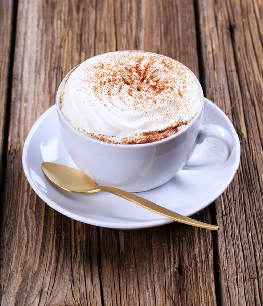 Xícara Cappuccino Com Creme Noz Moscada — Fotografia de Stock