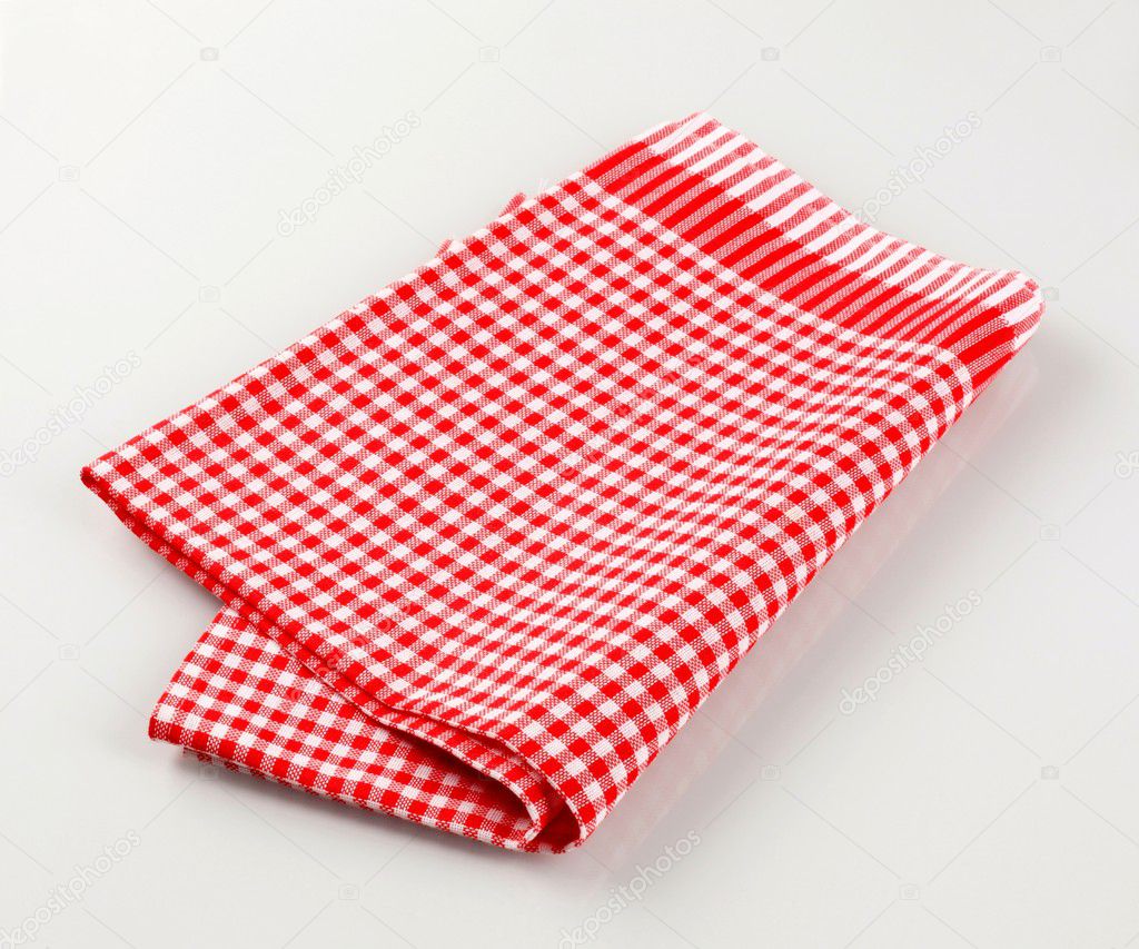 Red and white checked tea towel - studio