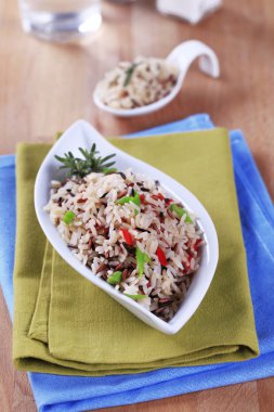 Bowl of cooked mixed rice - still life clipart