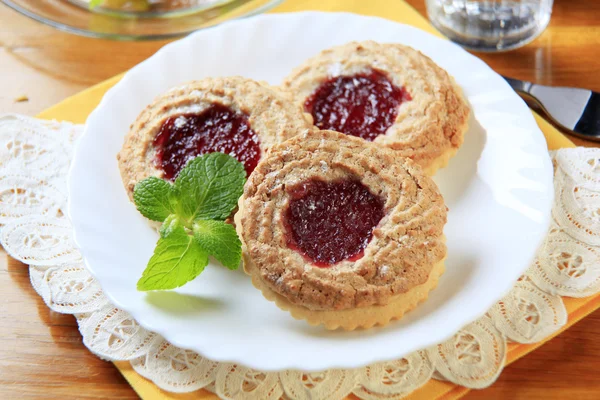 stock image Shortbread biscuits with jam center - detail