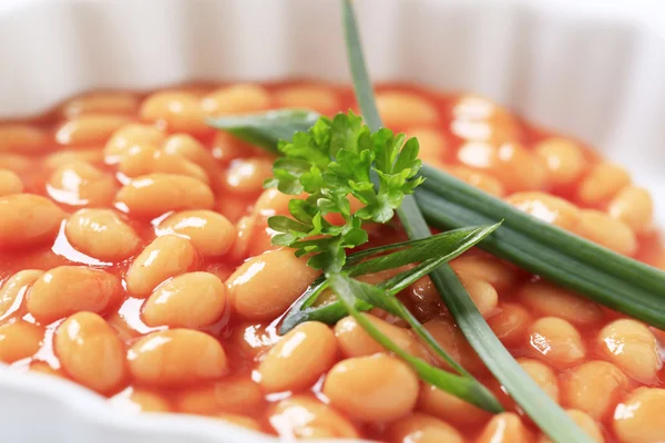 Macro Shot Baked Beans Casserole Dish — Stock Photo, Image