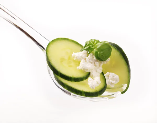 Cucumber and cheese — Stock Photo, Image