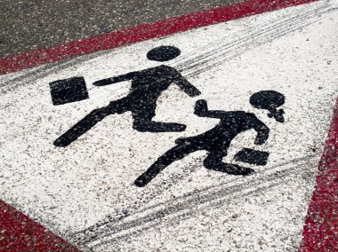 Sign on the road- Children crossing clipart