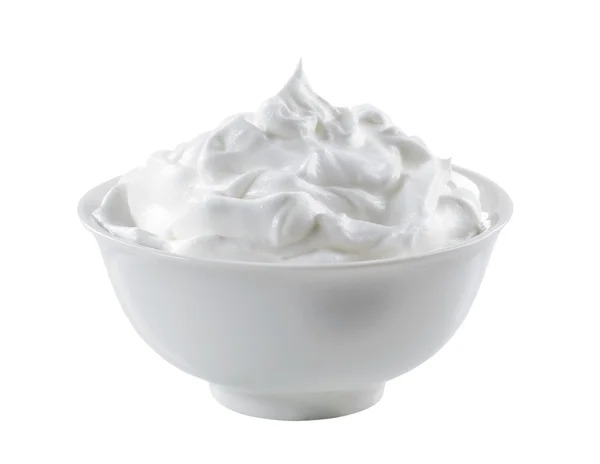Bowl Cream Isolated White — Stock Photo, Image