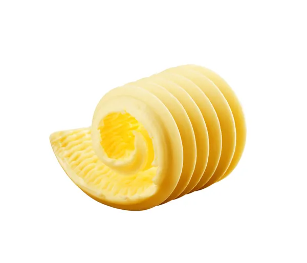 Curl Manteiga Fresca Isolada Sobre Branco — Fotografia de Stock