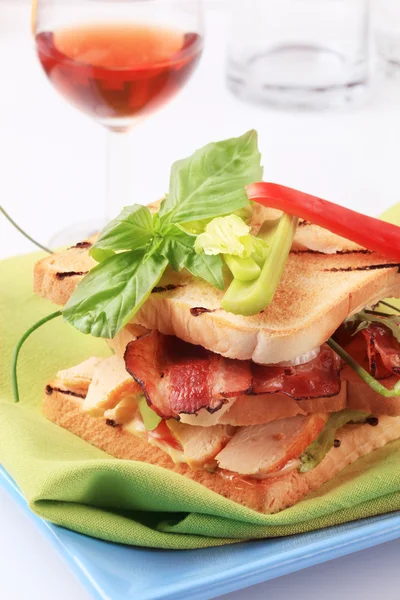 Délicieux Sandwich Dinde Bacon Détail — Photo