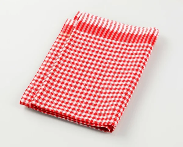Red White Checked Tea Towel Studio — Stock Photo, Image