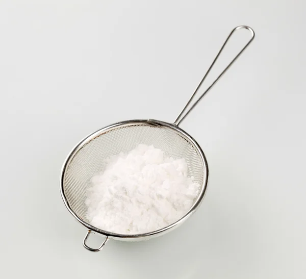 Powdered Sugar Metal Sieve Studio — Stock Photo, Image