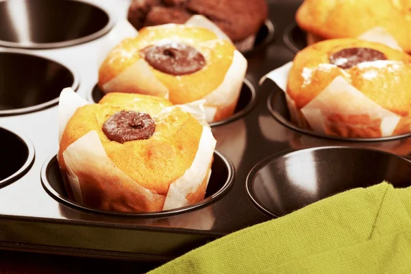 Färskt Bakade Muffins Muffin Tenn — Stockfoto