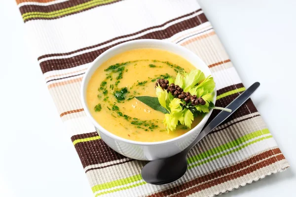 Cuenco Sopa Crema Vegetal Primer Plano — Foto de Stock