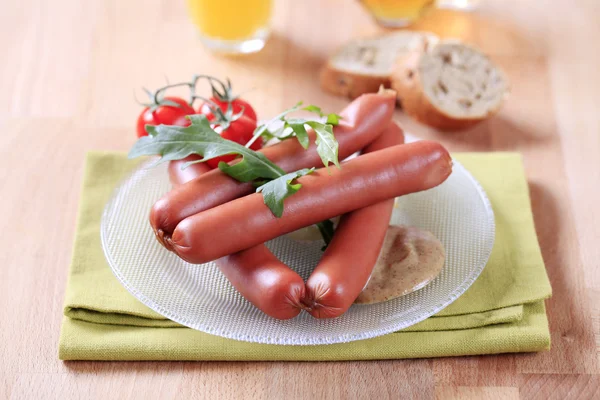 Sausages and mustard — Stock Photo, Image