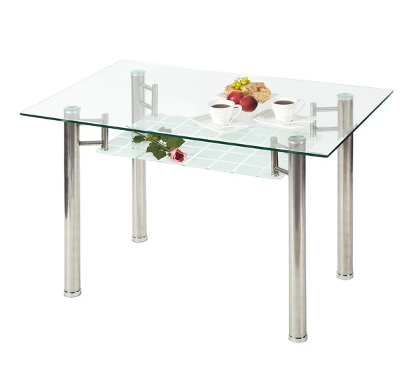 Mesa de jantar superior de vidro — Fotografia de Stock