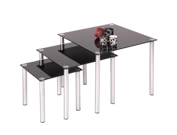 Mesas de jantar top de vidro preto — Fotografia de Stock