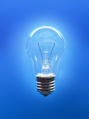 mavi arka plan üzerinde ampul