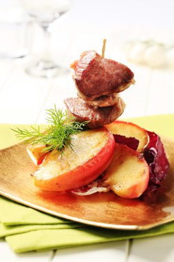 Roasted meat and baked apple clipart