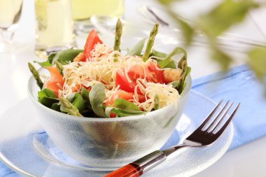 Fresh vegetable and salmon salad