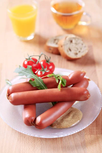 Sausages and mustard — Zdjęcie stockowe