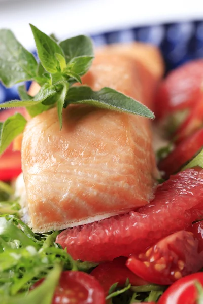 Filetto di salmone arrosto e insalata — Foto Stock