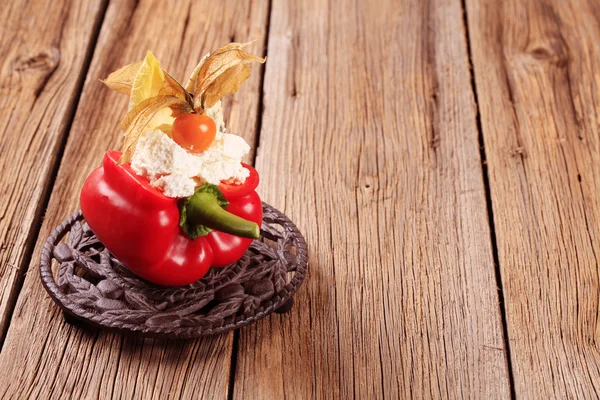 Cheese filled red bell pepper — Stock Photo, Image