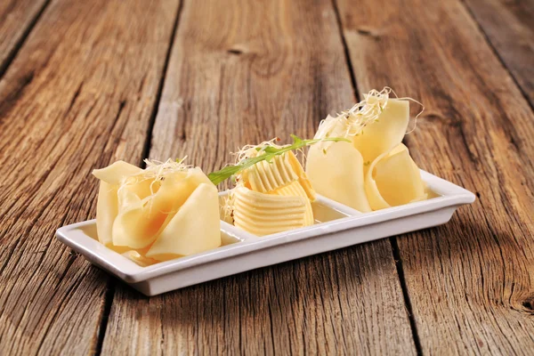 Švýcarský sýr a máslo — Stock fotografie