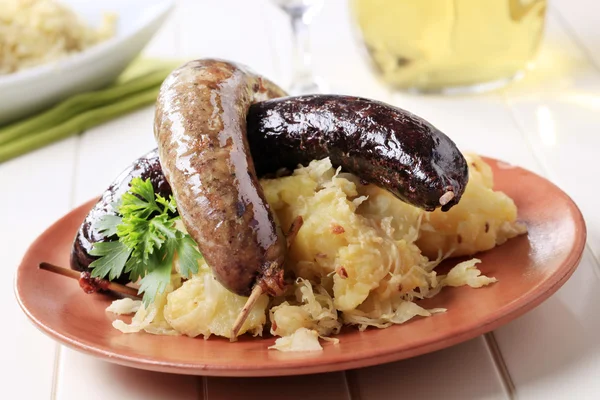 Blood sausage and white pudding — Stock Photo, Image