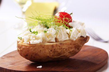 Baked potato and curd cheese clipart