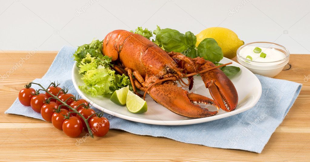 Lobster and vegetable garnish