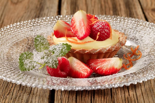 Fruchtkuchen mit Pudding — Stockfoto