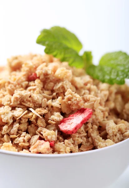 Bowl of crunchy granola — Stock Photo, Image