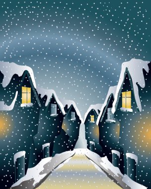 Winter rooftops clipart